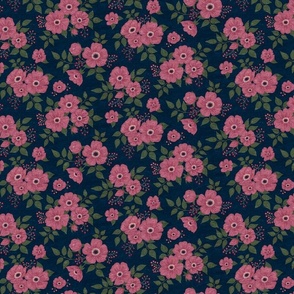 Wild rose blue pink and green dark background S scale