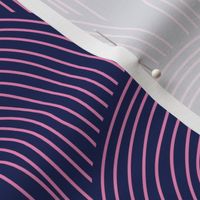 The minimalist rainbow - abstract modern boho Scandinavian vintage style curves thin lines pink on navy blue JUMBO
