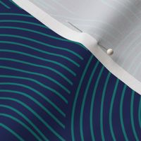 The minimalist rainbow - abstract modern boho Scandinavian vintage style curves thin lines teal on navy blue JUMBO