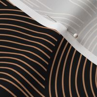 The minimalist rainbow - abstract modern boho Scandinavian vintage style curves thin lines caramel golden on black JUMBO