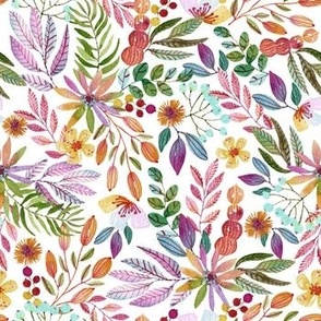 Rainbow Colors Watercolor Floral Pattern