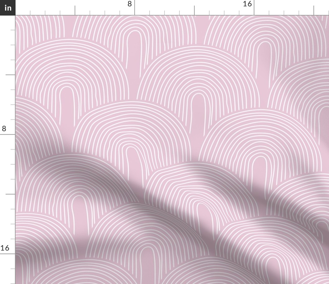 The minimalist rainbow - abstract modern boho Scandinavian vintage style curves thin lines white on powder pink JUMBO