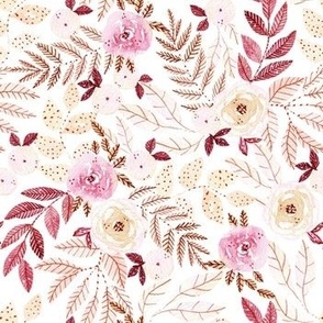Sweet Pink Flowers Watercolor Pattern