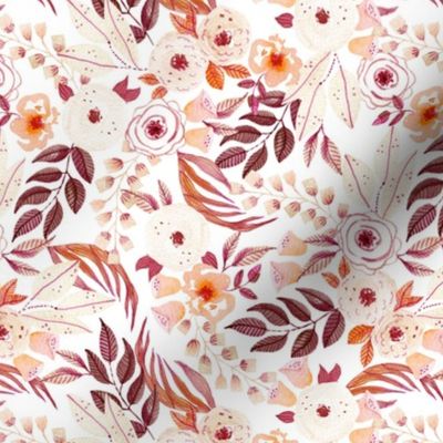 Warm Colors Watercolor Floral Pattern