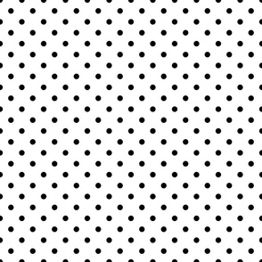 S scale black polka dots white background