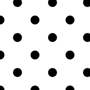 L scale black polka dots white background