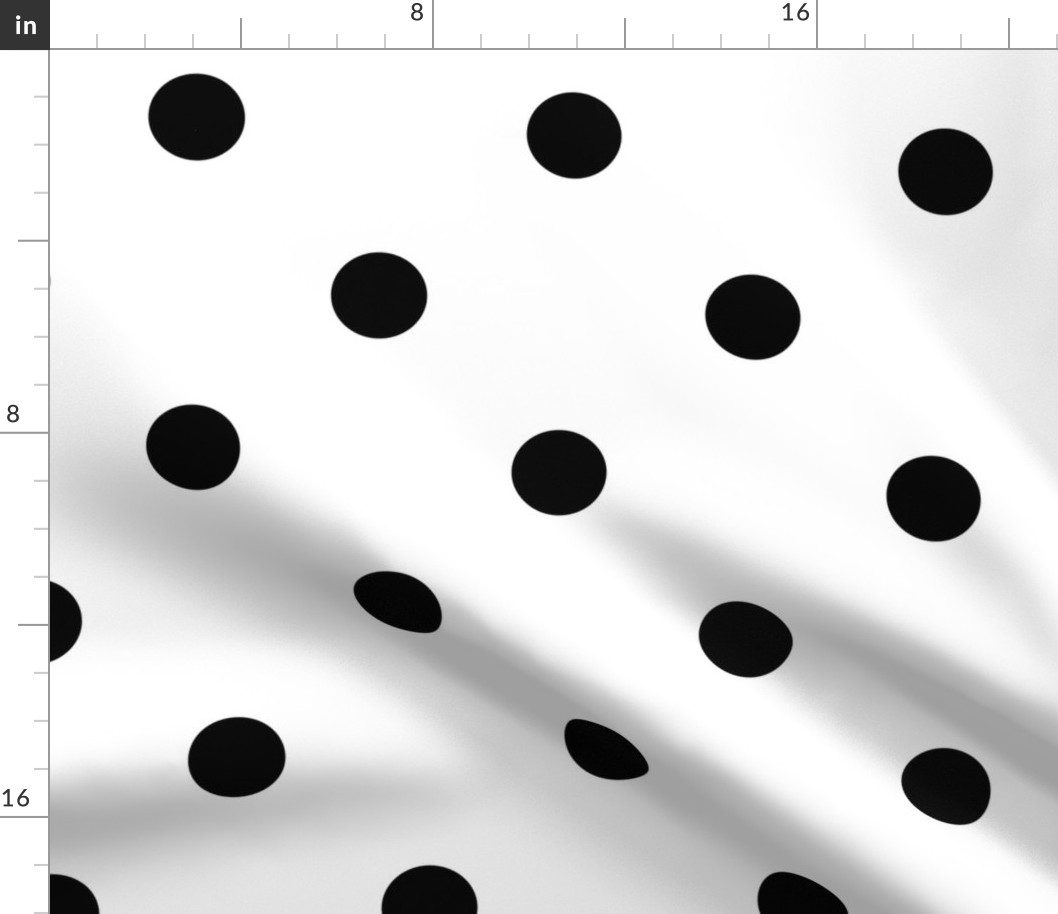 L scale black polka dots white background