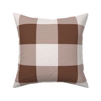 Woolen woven minimalist boho texture gingham plaid design in chocolate brown beige wallpaper