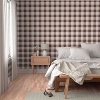 Woolen woven minimalist boho texture gingham plaid design in chocolate brown beige wallpaper