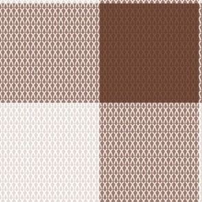 Woolen woven minimalist boho texture gingham plaid design in chocolate brown beige wallpaper