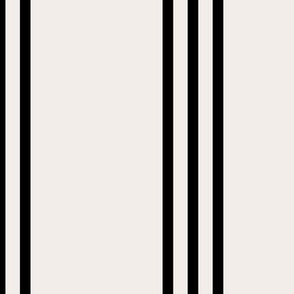 The Simple minimalist series - vertical tartan stripes boho style modern minimal strokes in pairs of three black on ivory JUMBO wallpaper