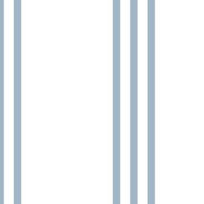 The Simple minimalist series - vertical tartan stripes boho style modern minimal strokes in pairs of three Scandinavian nursery white on moody blue JUMBO