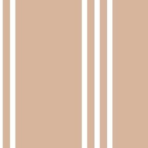 The Simple minimalist series - vertical tartan stripes boho style modern minimal strokes in pairs of three Scandinavian nursery white on beige latte camel JUMBO