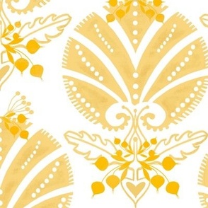 Late Victorian Block Print Floral gold