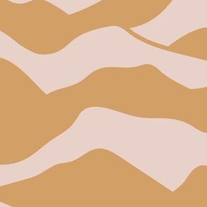 Retro vibes - Abstract japanese mountains seventies abstract waves organic hills mountain landscape and curves country side summer fall ochre golden yellow blush LARGE wallpaper