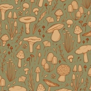 Mushroom Forest Seamless Pattern - Fungi Wonderland