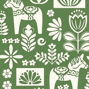 Swedish Folk Collage Green