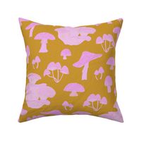 Pink Mushrooms on Mustard | Large Scale