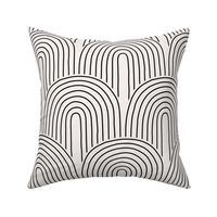 The retro Scandinavian rainbow - abstract modern boho vintage style curves thin lines black on white JUMBO