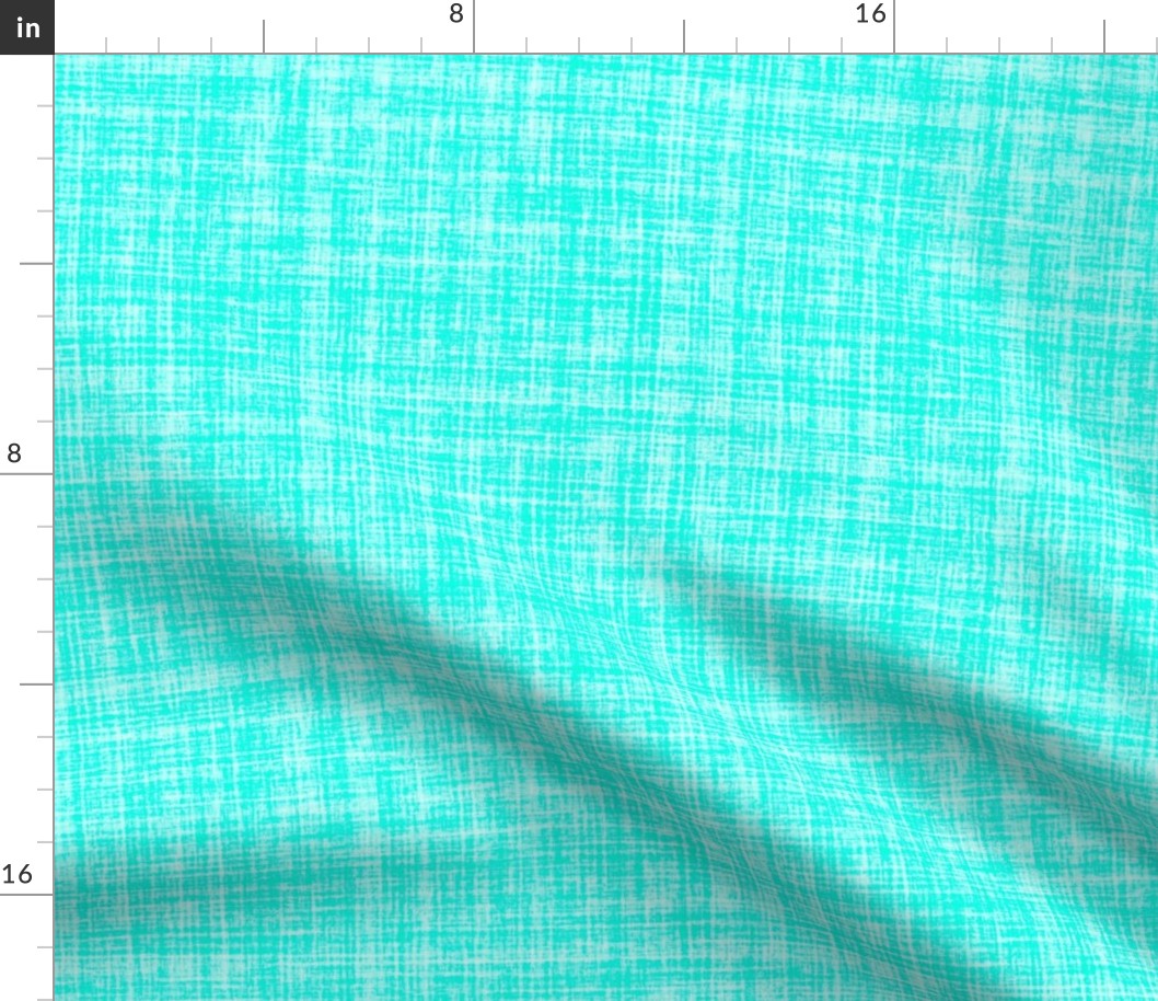 Natural Texture Gingham Checks Plaid Neutral Blue Bright Turquoise Blue Green 00FFD5 Woven Pattern Bold Modern Abstract Geometric