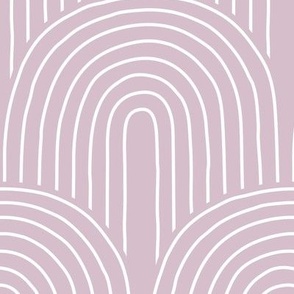 The retro Scandinavian rainbow - abstract modern boho vintage style curves thin lines white on mauve pink JUMBO 