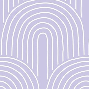 The retro Scandinavian rainbow - abstract modern boho vintage style curves thin lines white on lilac purple JUMBO