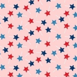 (extra small scale) Star lollipops - red white and blue - Stars and Stripes - pink - C22