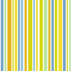 midsize | vertical blue and yellow stripes with light green, mustard and chartreuse 