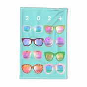 2024 Calendar Sunset Reflections Sunglasses Tea Towel Wall Hanging