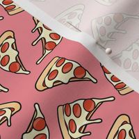 (small scale) pizza by the slice - pepperoni slice - dark pink  - LAD22