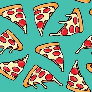 pizza by the slice - pepperoni slice - teal  - LAD22