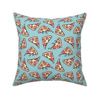 pizza by the slice - pepperoni slice - pastel blue  - LAD22