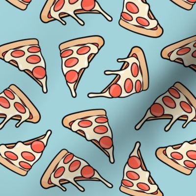 pizza by the slice - pepperoni slice - pastel blue  - LAD22