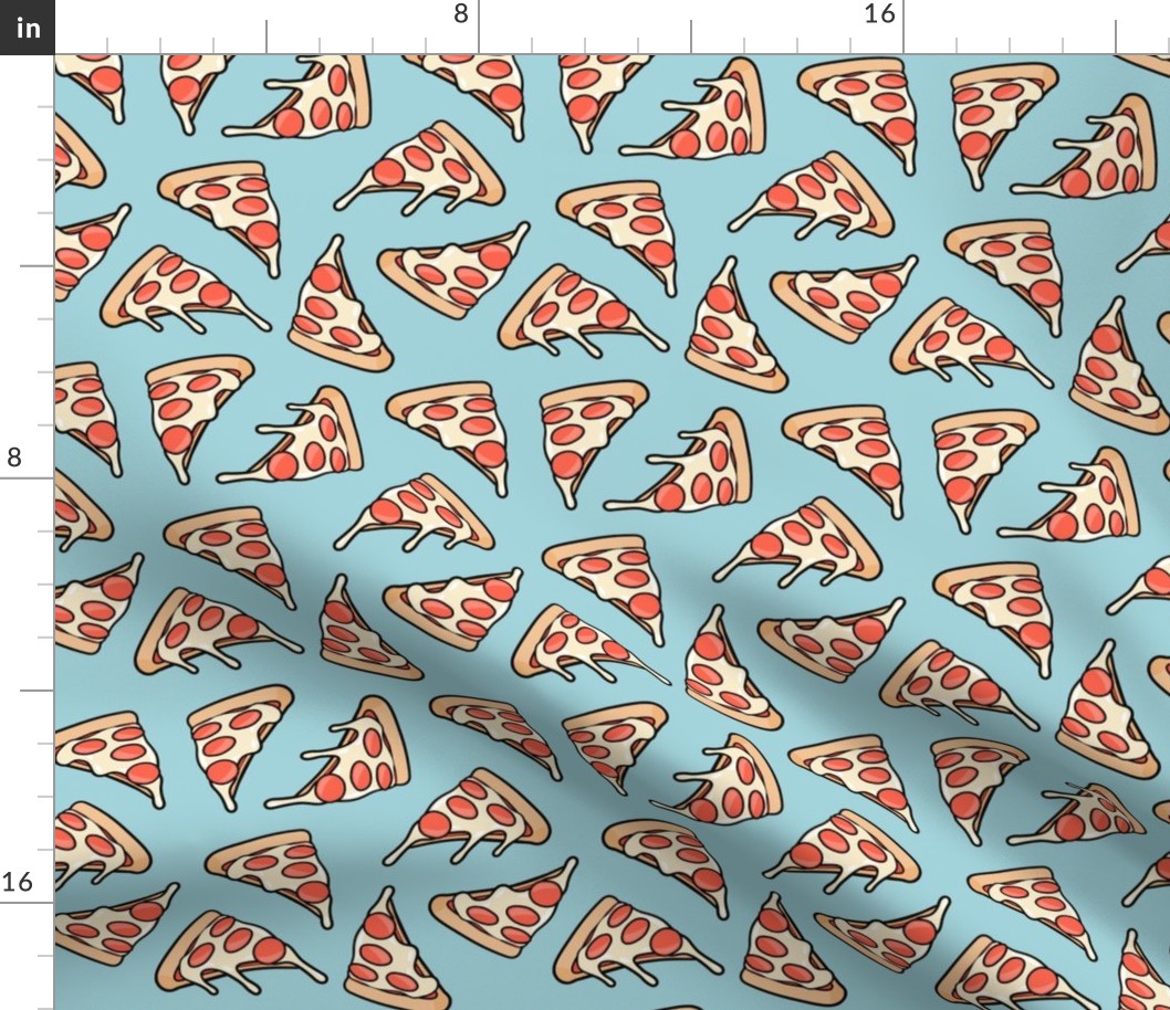 pizza by the slice - pepperoni slice - pastel blue  - LAD22