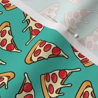 (small scale) pizza by the slice - pepperoni slice - teal  - LAD22