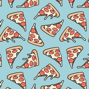 (small scale) pizza by the slice - pepperoni slice - pastel blue  - LAD22