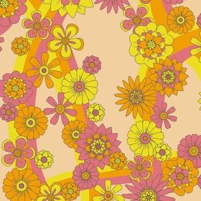 Optimistic 70ies flower power rainbow_tonal