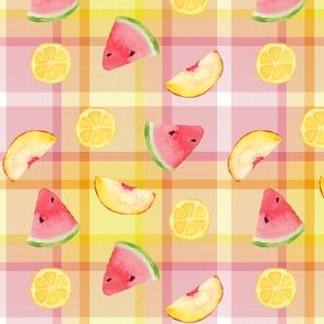 Optimism Color Palette - Lemon Peach and Watermelon Plaid