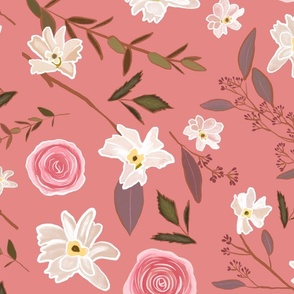 Vintage Pink and White Flowers