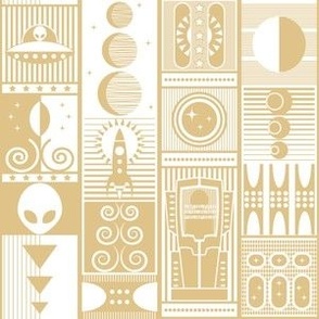 Space Chronicles / Geometric / Space Travel / Aliens / Earth Tones / Gold  / Small