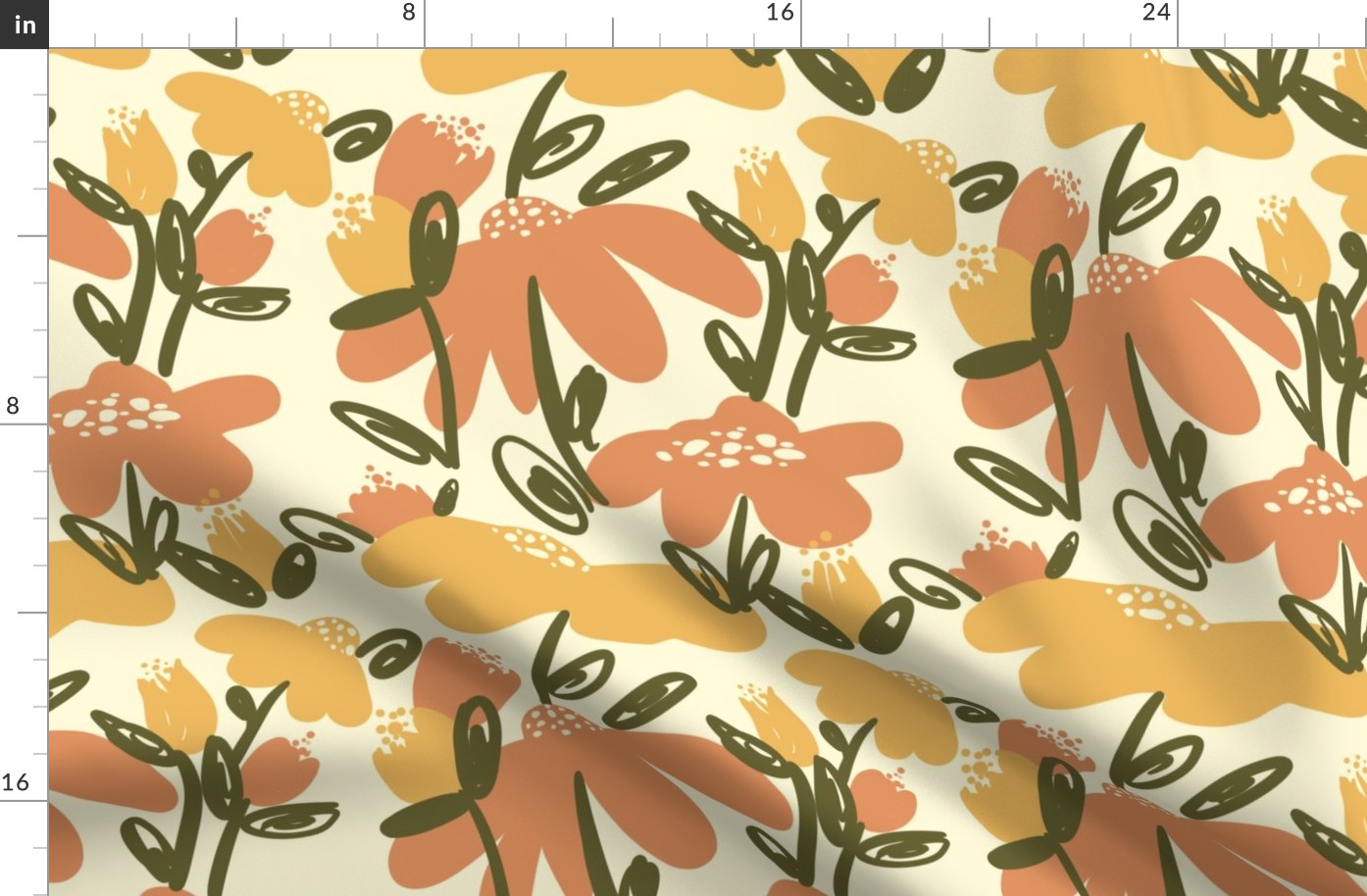 Hand Drawn Floral Mustard