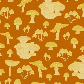 Yellow Mushrooms on Orange | Large Scale