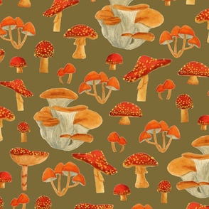 Watercolour Vintage Mushrooms V2 | Large Scale