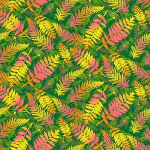 multicolored ferns and leaves