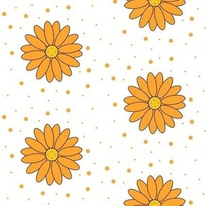 orange and yellow, polka dot daisy - orange