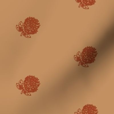 Single Rust Copper on Tanned Hydrangea Outline Pattern