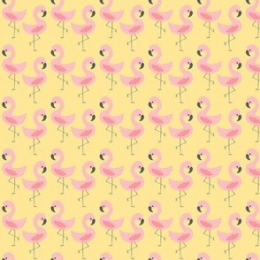 Flamingos on Summer Holiday on Yellow