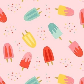 Summer Holiday Popsicles on Pink Large scale