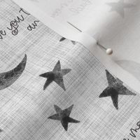 Stars and Moon with saying Love you to the Moon and back - Medium Scale - Grey Gray