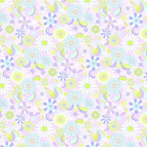 Daisy Fun Retro Pop florals Regular Scale lilac purple lilac lime green by Jac Slade